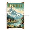 Vintage Norge Reiser Plakat Fascinerende Design Av Det Skandinaviske Landet Metallskilt Design Trykk Kino Blekkboks Skilt Plakat
