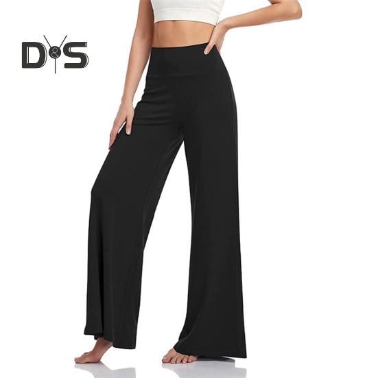 Dámské rozšířené kalhoty s elastickým vysokým pasem, jednobarevné rovné kalhoty, jednobarevné rovné kalhoty na jógu s kontrolou bříška