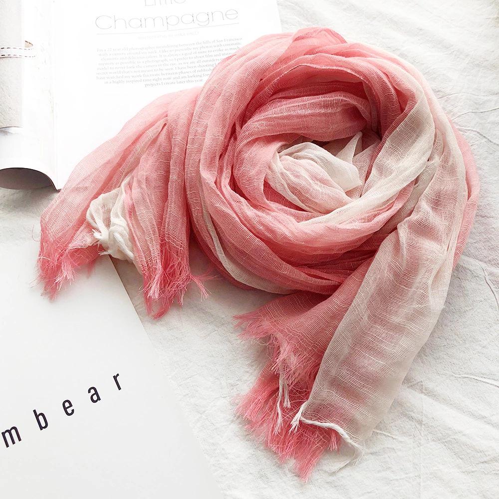 Unisex Baumwolle Leinen Seide Colorblock Schal - Leicht, Lässig, Literarisch, Sonnenschutz