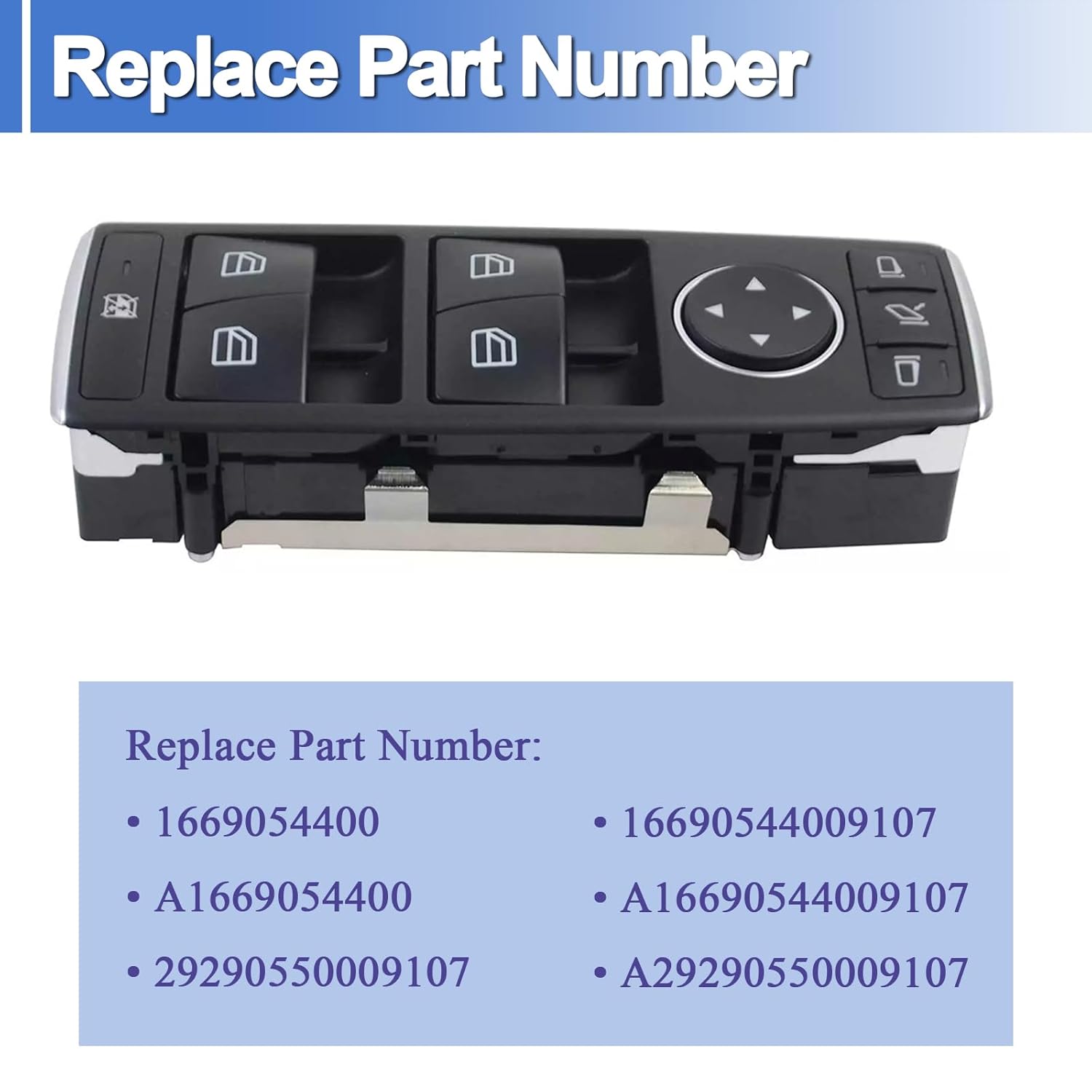

1669054400 Master Power Window Switch Front Left Driver Side 3 Pins Fits for Mercedes-Benz CLA250 CLA45 AMG Replace 16690544009107, 29290550009107