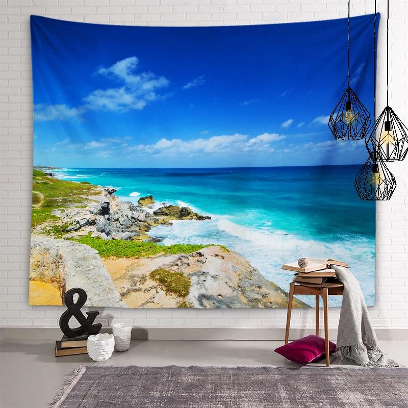 Nature Beach Scenery Art Tapestry Turtle Tapestry Wall Hanging Decor Backdrop Cloth Living Room Bedroom Home Decor Tapestries