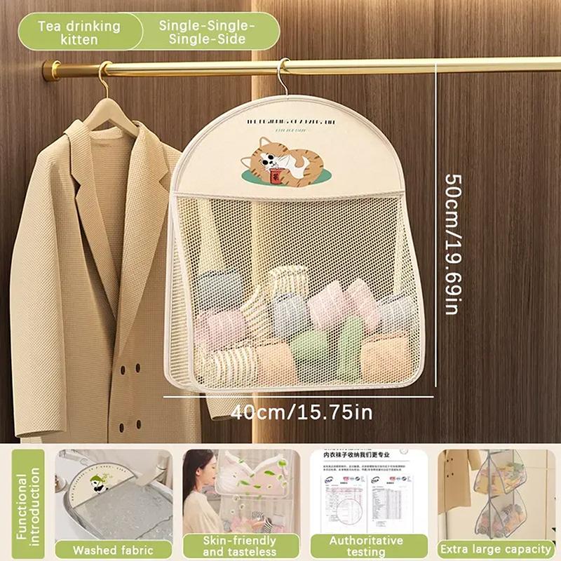 Large Capacity Storage Net, Dormitory Wardrobe, Socks Underwear Hanging Bag, Multilayer Breathable Mesh Pocket Door Storage Bags
