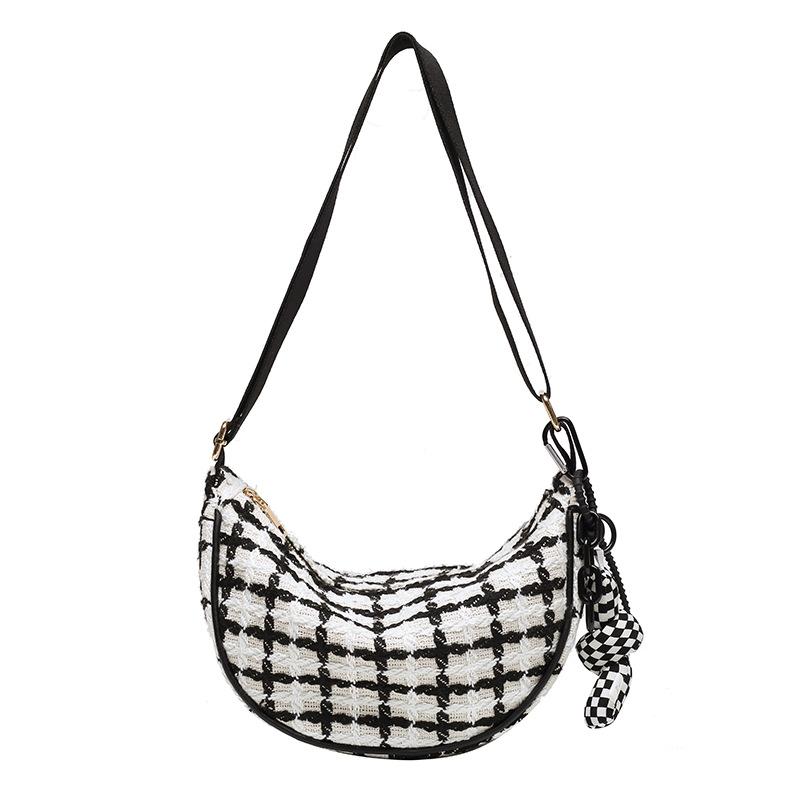 

Клетчатая модная женская сумка через плечо женская 2025 осень новая универсальная повседневная сумка сумка-пельмень сумка-мессенджер