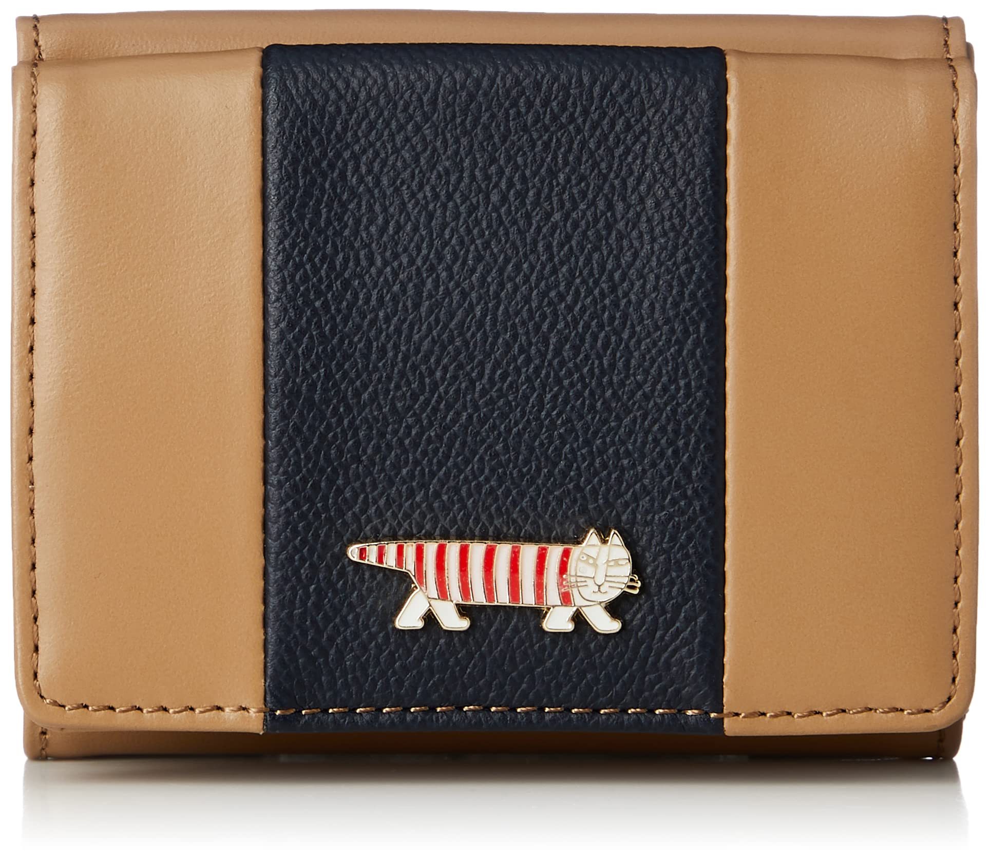 Lisa Larson LTLY-04 Трехстворчатый кошелек, Женский мини-трехстворчатый кошелек, Коричневый и темно-синий