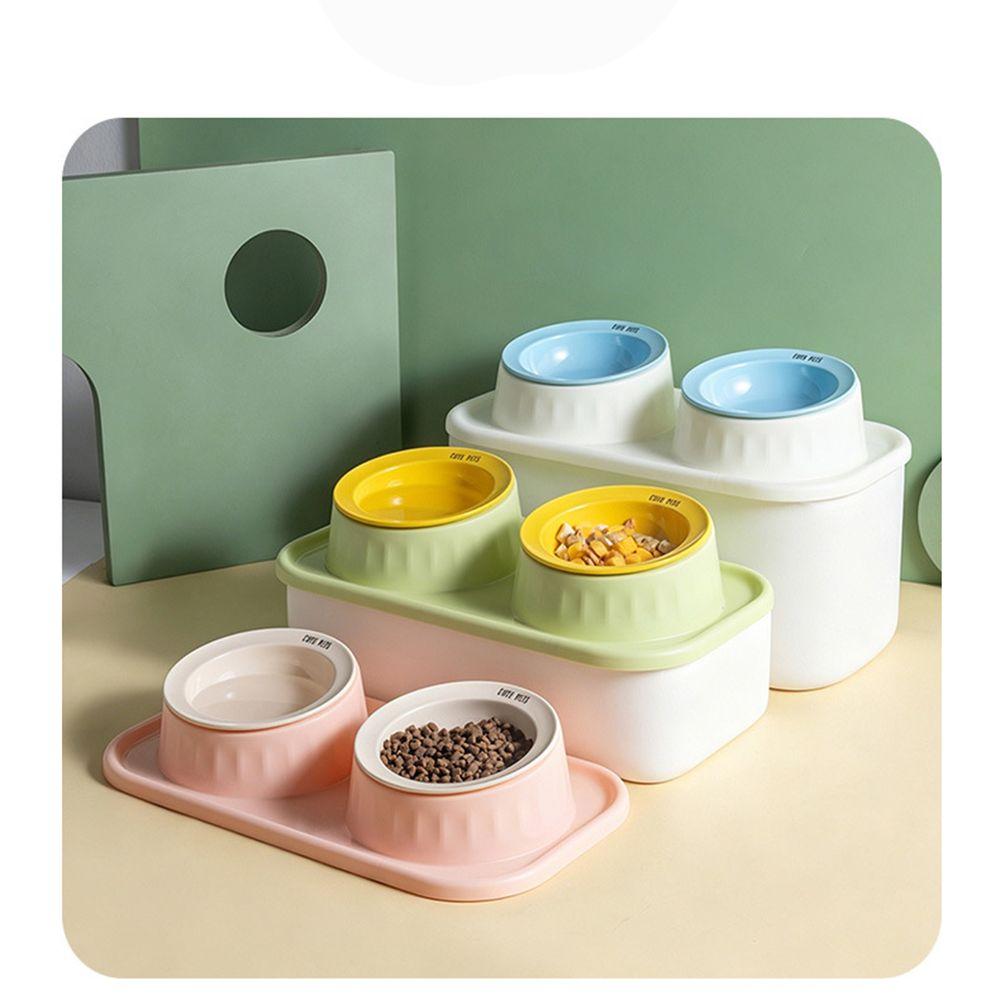Ceramic Double Pet Bowl Non-Slip Neck Protection Double Pet Feeding Bowl Set Separation Design Anti-tip Pet Feeding Bowl Outdoor