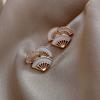 Diamond Fan-Shaped Ginkgo Biloba Stud Earrings Temperament Earrings Women'S Fashion Earrings