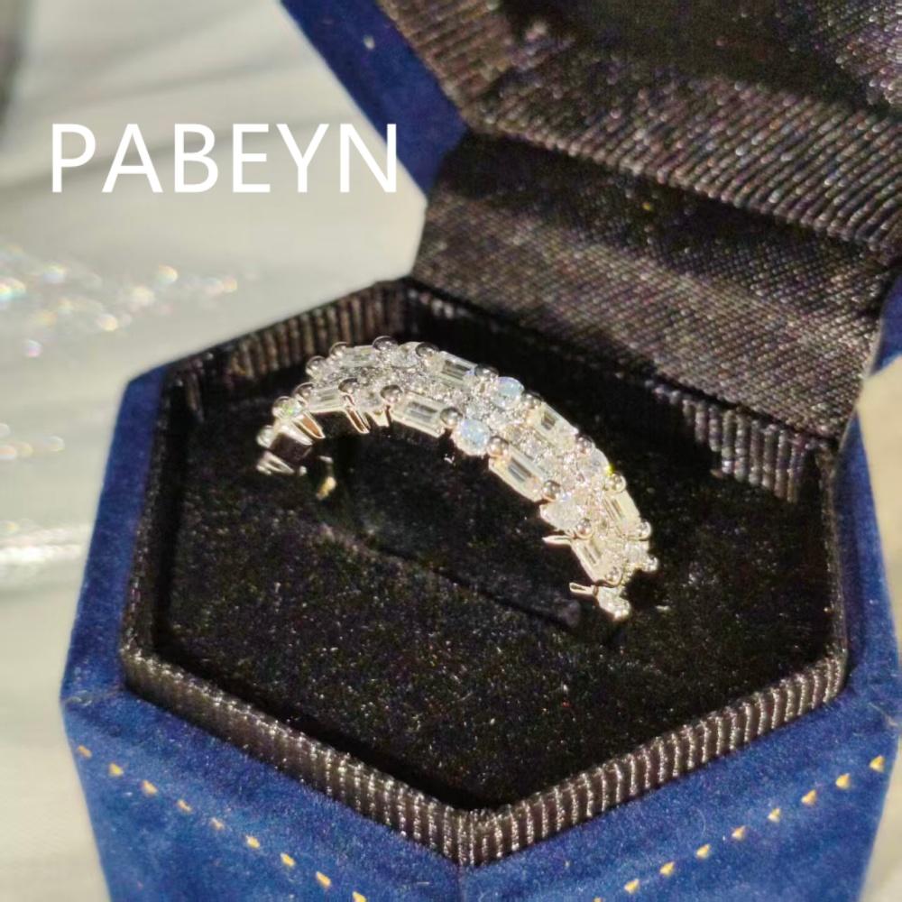925 Sterling Silver Fashion Trend Diamond Zircon Ring Birthday Party Anniversary Gift resizable белый