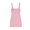 Summer New Product Women's Clothes French Straight Collar Sleeveless Bowknot Decoration Short Small Plaid Dress 2180305