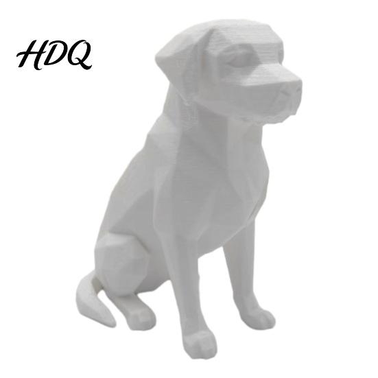 Геометрическое украшение для питомца 3D-печатная фигурка лабрадора Современная статуэтка сидящей собаки Коллекционная белый