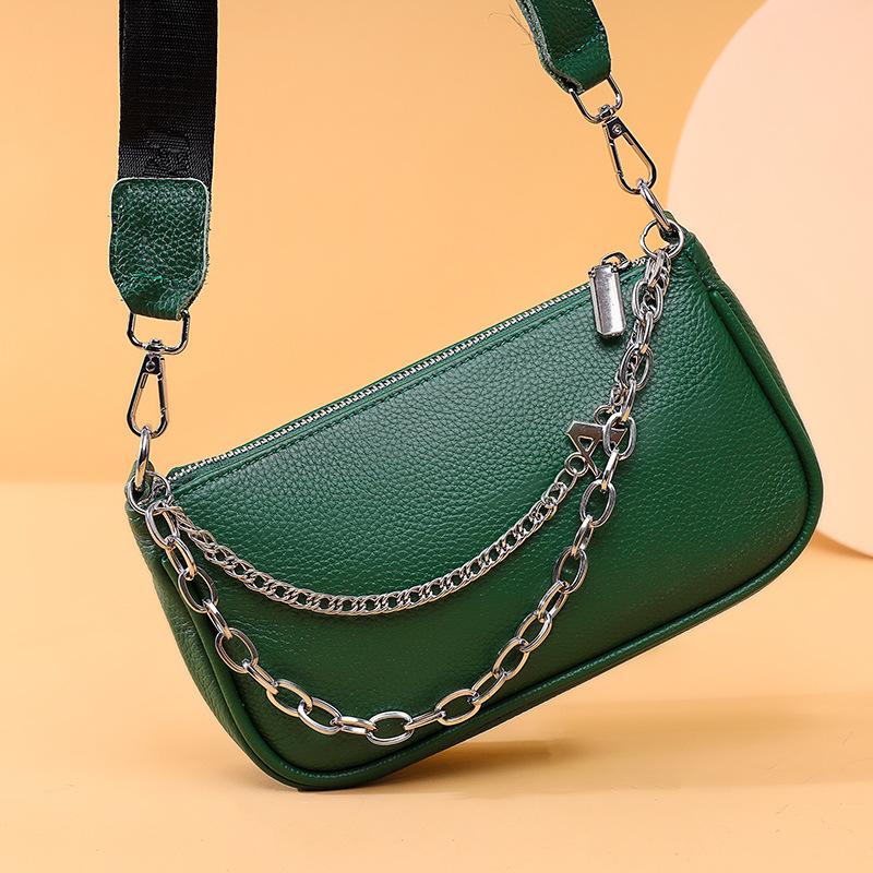 Genuine Leather Women'S Bag Trendy Fashion Simple Chain Shoulder Messenger Bag First Layer Cowhide Small Bag