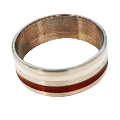 Steel Ring 'Peaceful' Red White Silver - 7 Mm