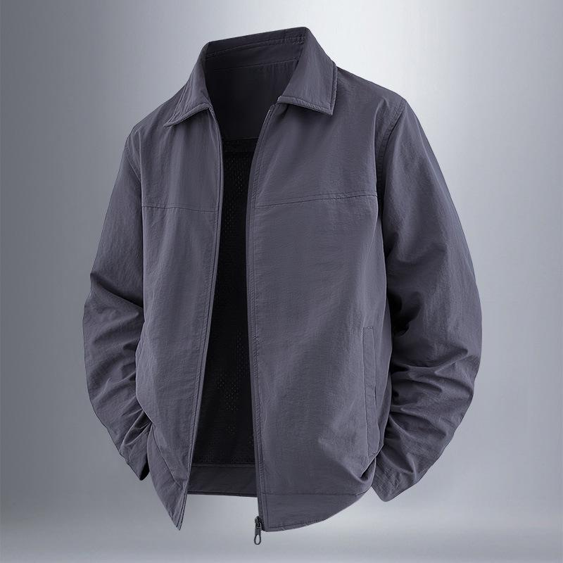 Men's Windproof Lapel Coat: 2025 New Style Solid Color Loose Casual Business Jacket for Spring & Autumn