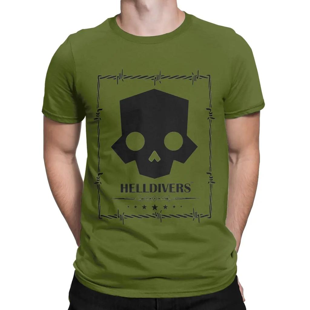 Awesome Helldivers Scifi Video Game T-Shirt Men Round Neck Cotton T Shirts Short Sleeve Tees Printing Tops