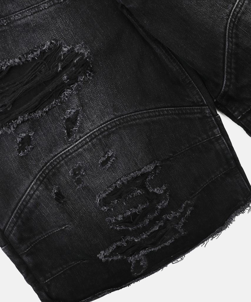 BADBLOOD Convex Denim Long Bermuda Shorts - Black