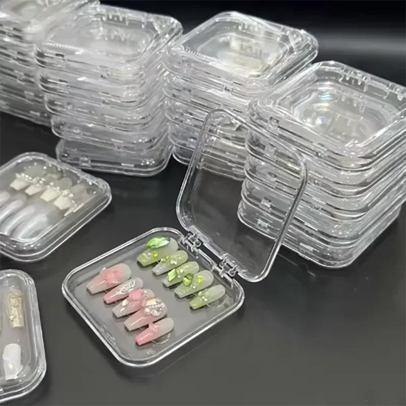Press-on Nail Storage Box Acrylic Transparent Container Jewelry Earring Rings Bracelet Boxes Nail Display Packaging Case