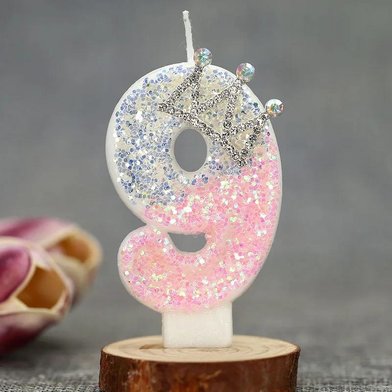 3D Zahlen Geburtstagskerze Rosa Glitzer Einhorn Kuchen Dekoration Party Jubiläum Kuchen Deko für Kuchen Kindergeburtstagskerze