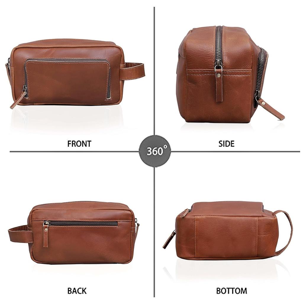 Kulturbeutel für Herren, Reise-Kulturtasche aus Leder, Dopp Kit für Männer, Rasiertasche für Reisezubehör