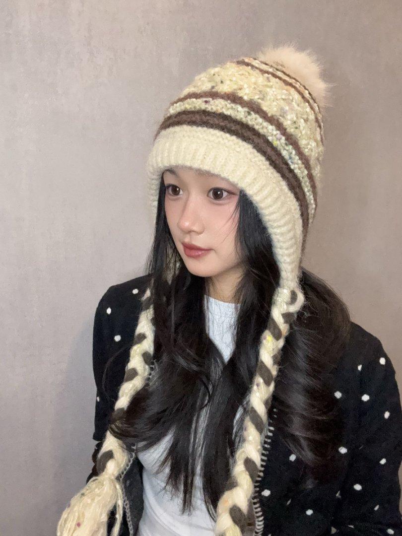

2025 Early Autumn Korean Version Simple Versatile Ear Protector Wool Hat Season Knitted Hat Show Face Small Jacquard Hat One size fits all хакі