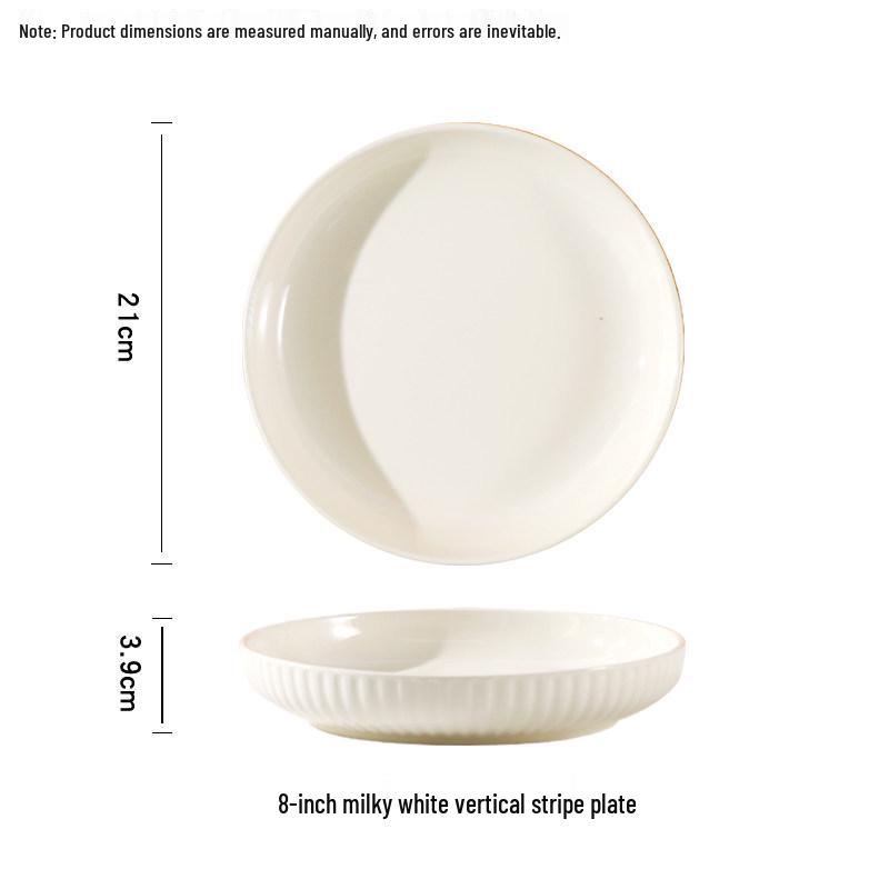 Ceramic Cream Color Block Dish Set, 4/6-Piece Deep Plate Tableware - Modern 2025 Style.