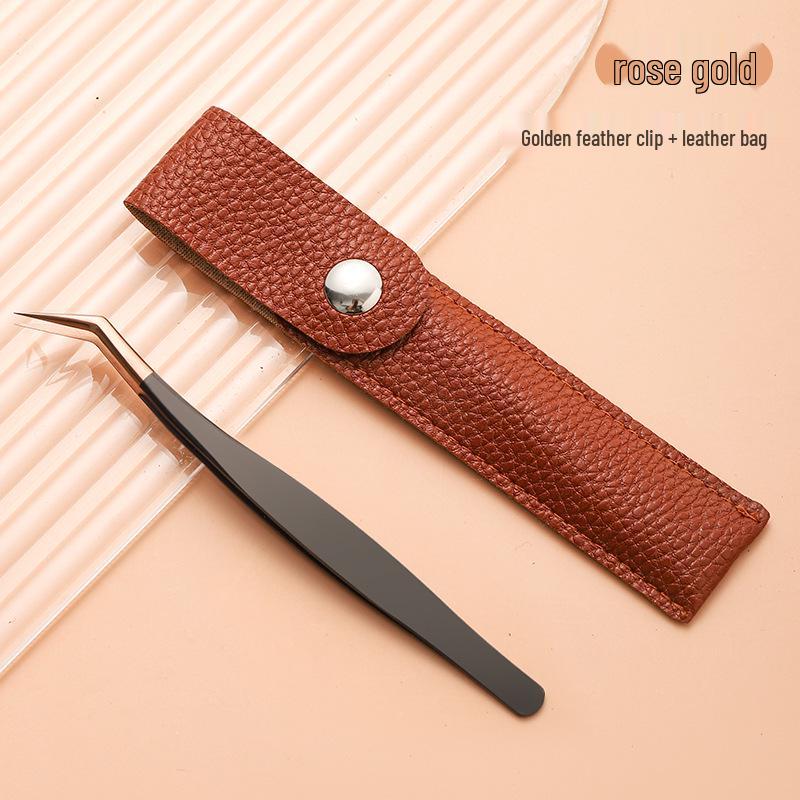 Stainless Steel Black Gold Feather Dolphin Tweezers for Beauty and Manicure