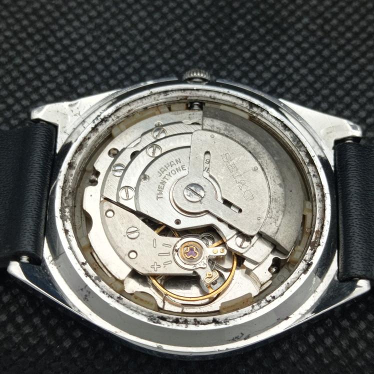 USED VINTAGE SEIKO 5 AUTOMATIC 6319A JAPAN MENS D/D BLACK WATCH 608k-a317318-9 SKU608k-a317318