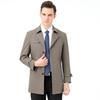 2025 Spring Men's Mid-Length Business Casual Trench Coat - Solid Color Outerwear