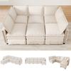 Canapé Modulaire XXL avec Fonction Couchage, Combinable Librement en Forme de U ou de L, Canapé en Chenille pour Salon et Bureau, Beige