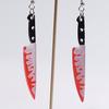 Halloween Bloody Knife Earrings, Creative Horror Bleeding Fruit Knife Drop Earrings, Double Flat Acrylic Ear Jewelry
