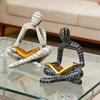 Abstracte Leesman Figuur met Gouden Boek Man Hars Beeld Sculptuur Huis Kantoor Bureau Decoratie Ornament Boekenliefhebbers Cadeau
