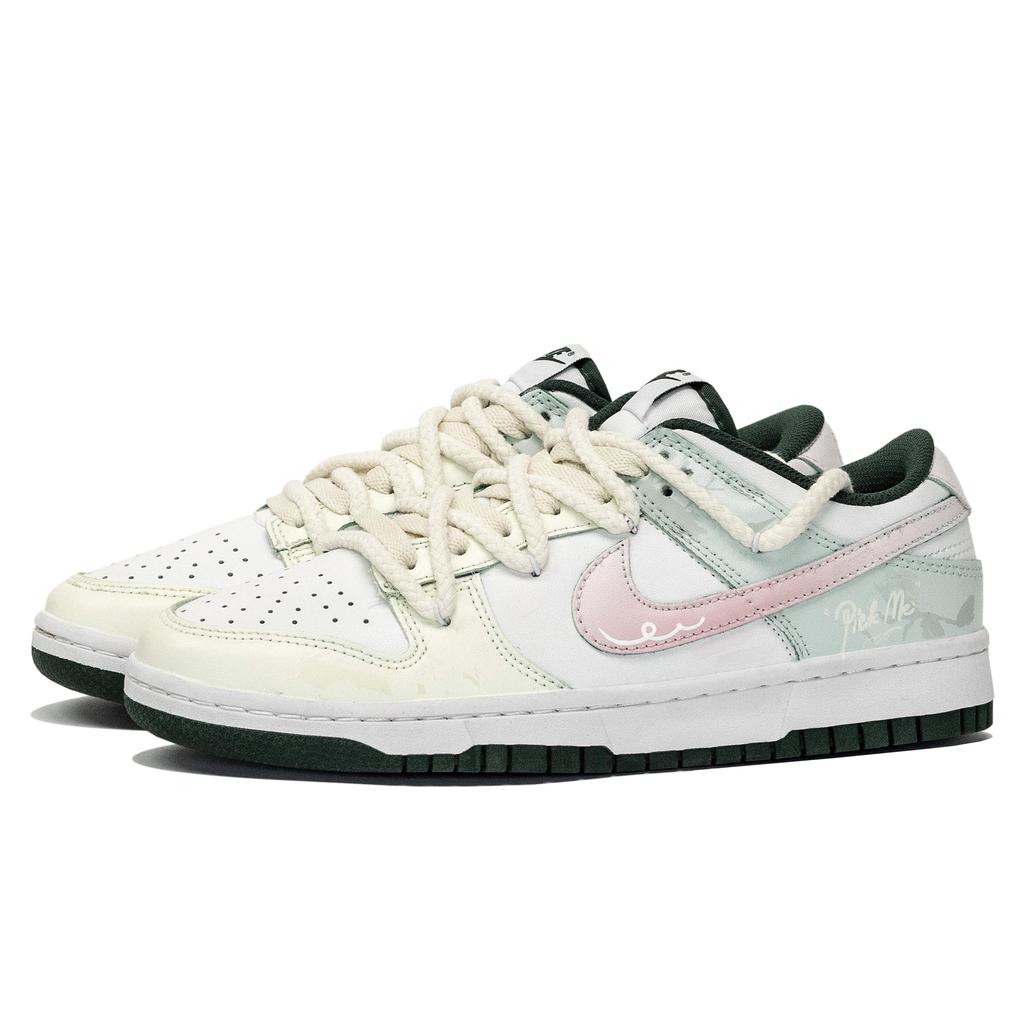 Nike Chaussures de Skateboard Dunk Résistantes à l'Abrasion Basse Unisexes Rose Vert DD1391-101(Équipe1235-)
