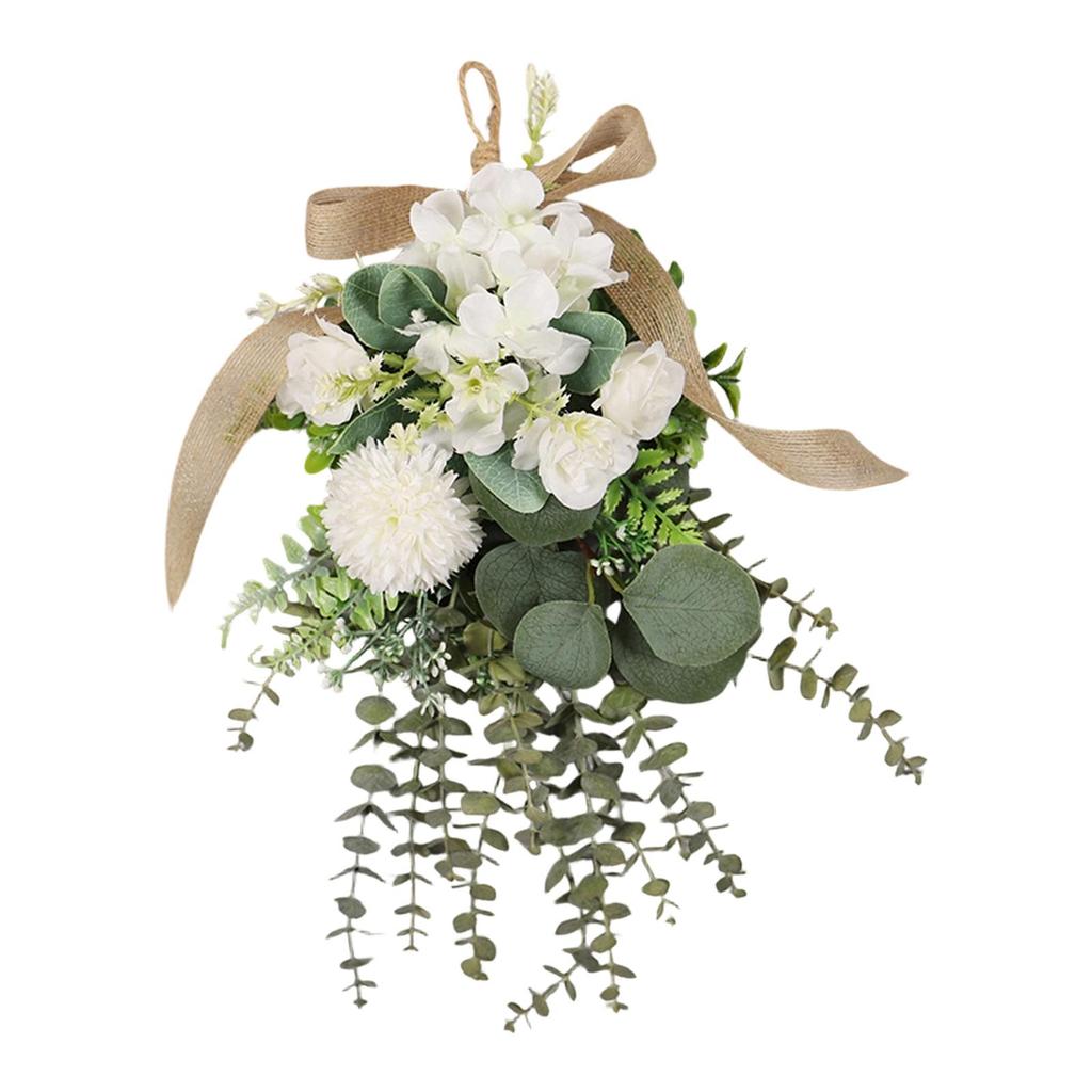 Eucalyptus and Chrysanthemum Door Wreath Lighted Flower Garland Wall Hanging Decoration for Wedding Outdoor Party
