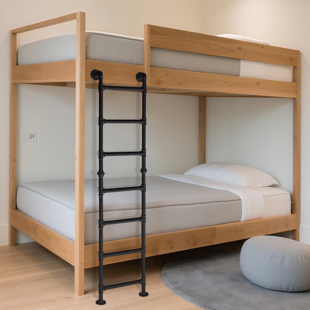 190cm White/Black 7-Step Ladder,Bunk Carbon Steel Bed Ladder Wall-mounted for A Variety of Settings