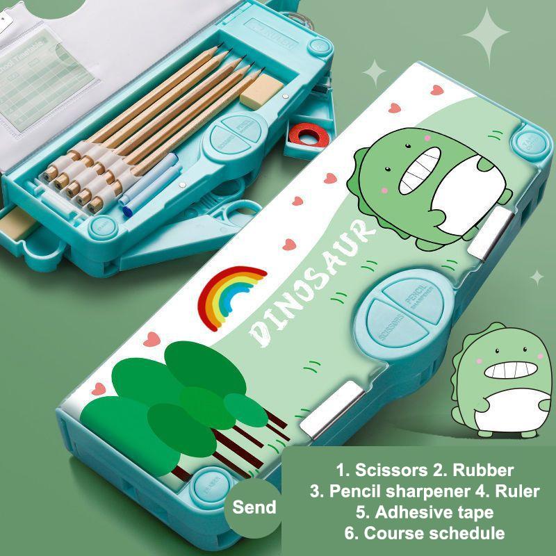 Multifunktionale Niedliche Schreibwarenbox Kreatives Federmäppchen mit hoher Kapazität mit Taschenrechner Einfache Schreibwarenaufbewahrungsbox Geschenke