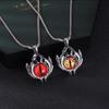 Longan Evil Eye Necklace: Titanium Steel with Orange Eyes - Trendy Hip-Hop Jewelry for Men