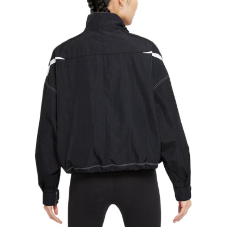 Nike Sportswear Swoosh Symmetrical Stand Collar Woven Jacket Women Outerwear Black DD5585-010