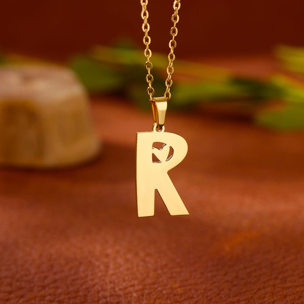 Stainless Steel Heart Initial Letter Necklace for Women Gold Plated Alphabet Pendant Necklaces Vintage Waterproof Jewelry Gifts