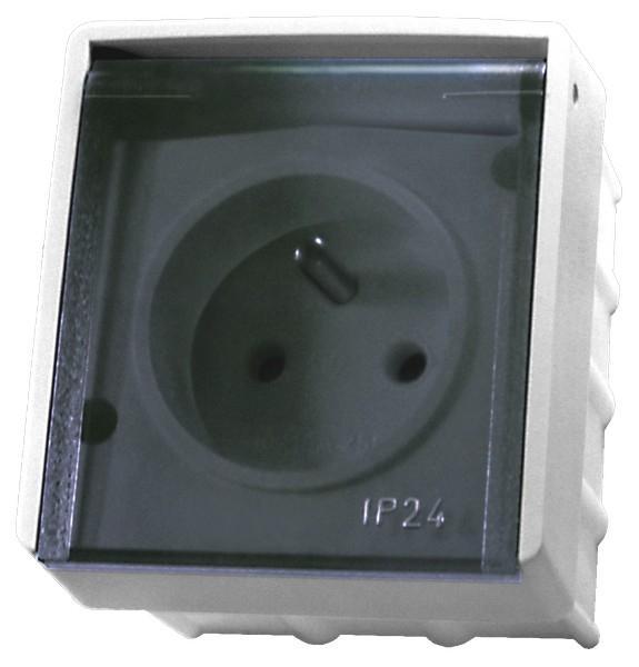 Ospel Lambda white - single surface-mounted socket IP44 GNH-1LZ/00