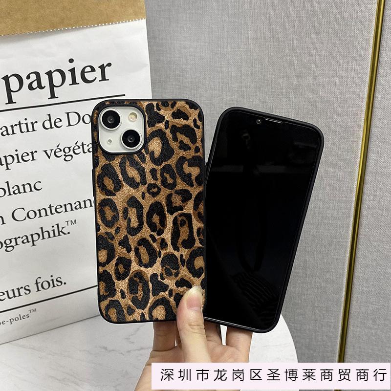 Leopard print is suitable for Apple 13 mobile phone case iphone12promax cover 14/11/xsmax/xr matte black 78 women