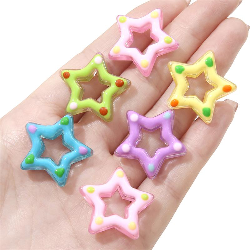 27mm Acrylic Handmade Hollow Star Beads For Jewelry Making DIY Bracelet Earring Phone Chain