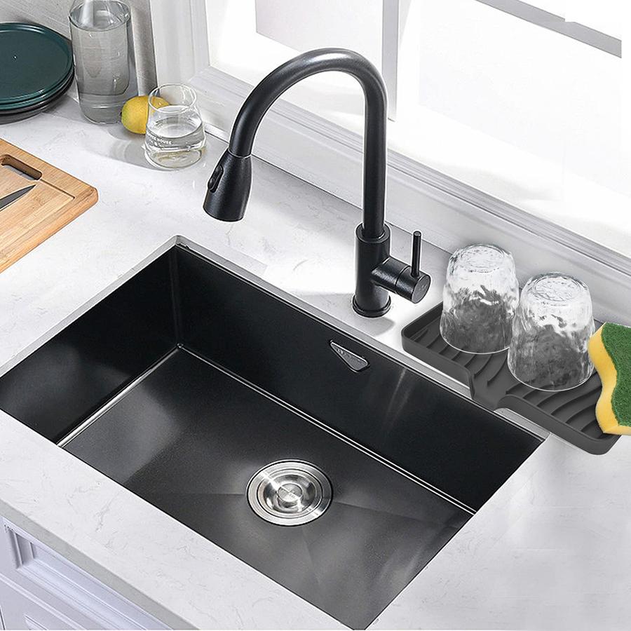 Silicone Kitchen Mat Sink Drain Mat Kitchen Cutlery Tray Diversion Type Non-punched Soap Box Bathroom Storage