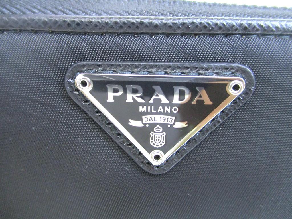 Authentic PRADA Black Nylon Leather Silver H/W Round Zip Long Wallet #b280 Open box