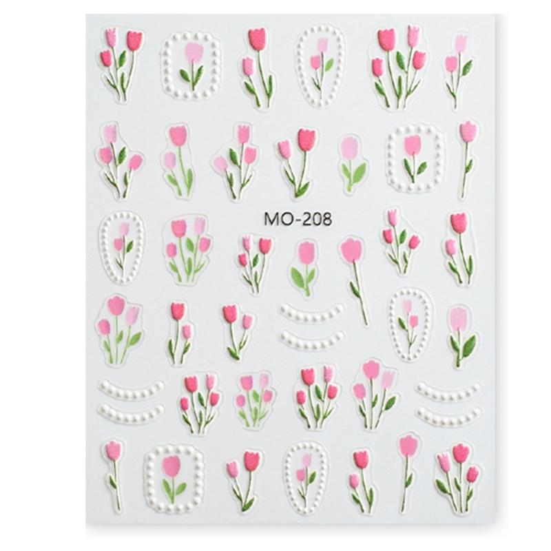 

Flower Nail Stickers Nails Art Stickers Tulips Nail Decals DIY Nails Supplies Fashion Yellow Tulips Nail Decorations рожевий