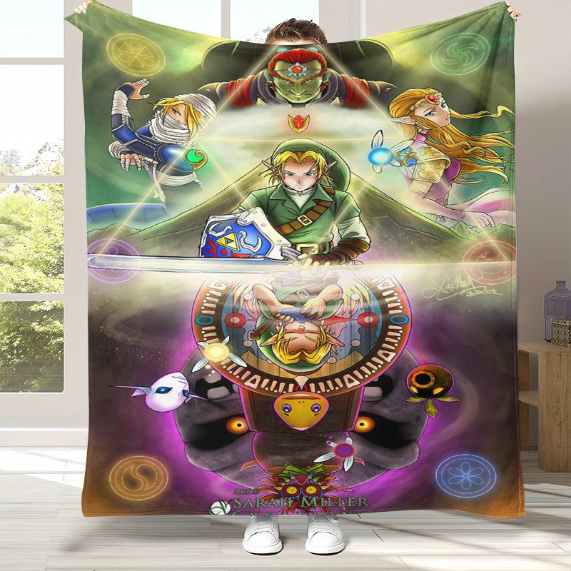 Retro Z-Zelda Cartoon Link Games Flannel Blanket,Ultra Soft Warm Plush Throw for Home Bedroom Bed Sofa Cover Camping Picnic kid