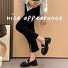 Shoes Women'S Round Head Thick Sole Mary Jane Glossy Small Leather Shoes Elegant Versatile Single Shoes Korean Version Non-Slip Loafers