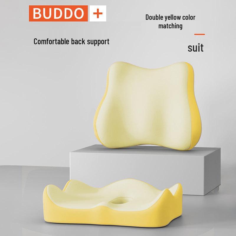 Pernă ergonomică pentru scaun din spumă cu memorie pentru suport lombar și coccis One Backrest culoare portocalie deschisă