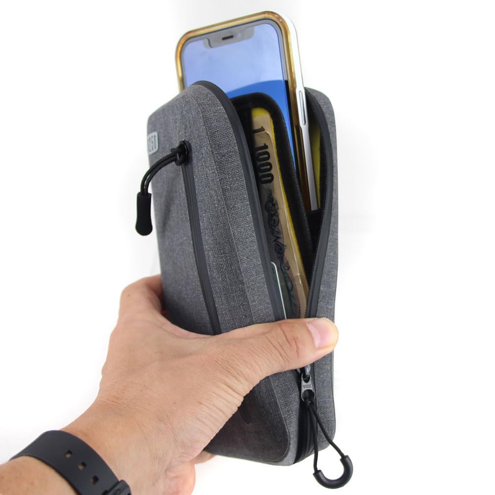 R250 Waterproof Smart Ride Pouch Super DX3 Double Coin Purse Gray Full-Open