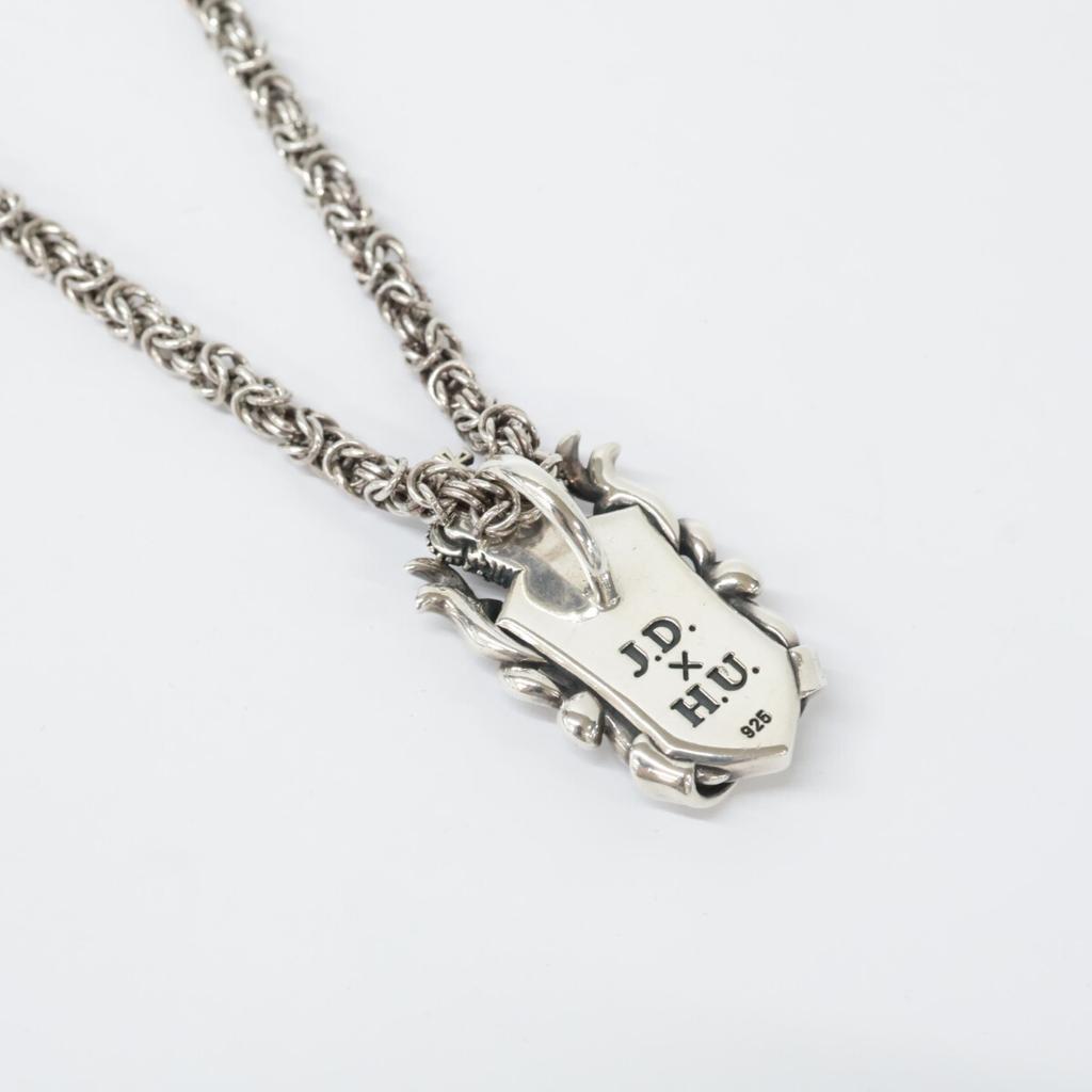 JustinDavis SPJ533 925 JD X HU Hideo Uchiyama Onyx/White Shell Pendant Necklace SilverUsed