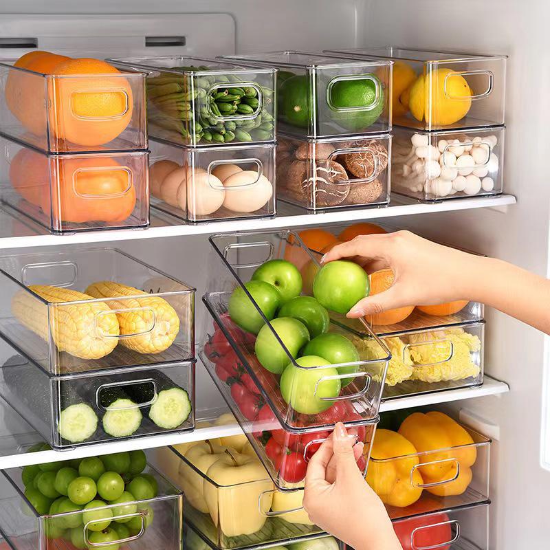 Transparent PET Kitchen Refrigerator Drawer Organizer for Food Storage