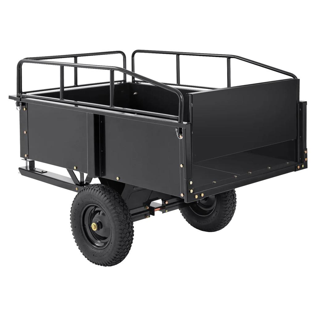 VEVOR Robuuste ATV Trailer Stalen Kiepwagen, 340 kg 0,43 Kubieke Meter, Tuin Utility Trailer met Afneembare Zijkanten voor Zitmaaier Tractor