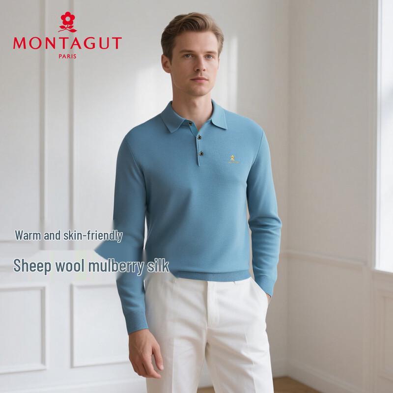 MONTAGUT Men's Merino Wool & Silk Infused Knit Pullover